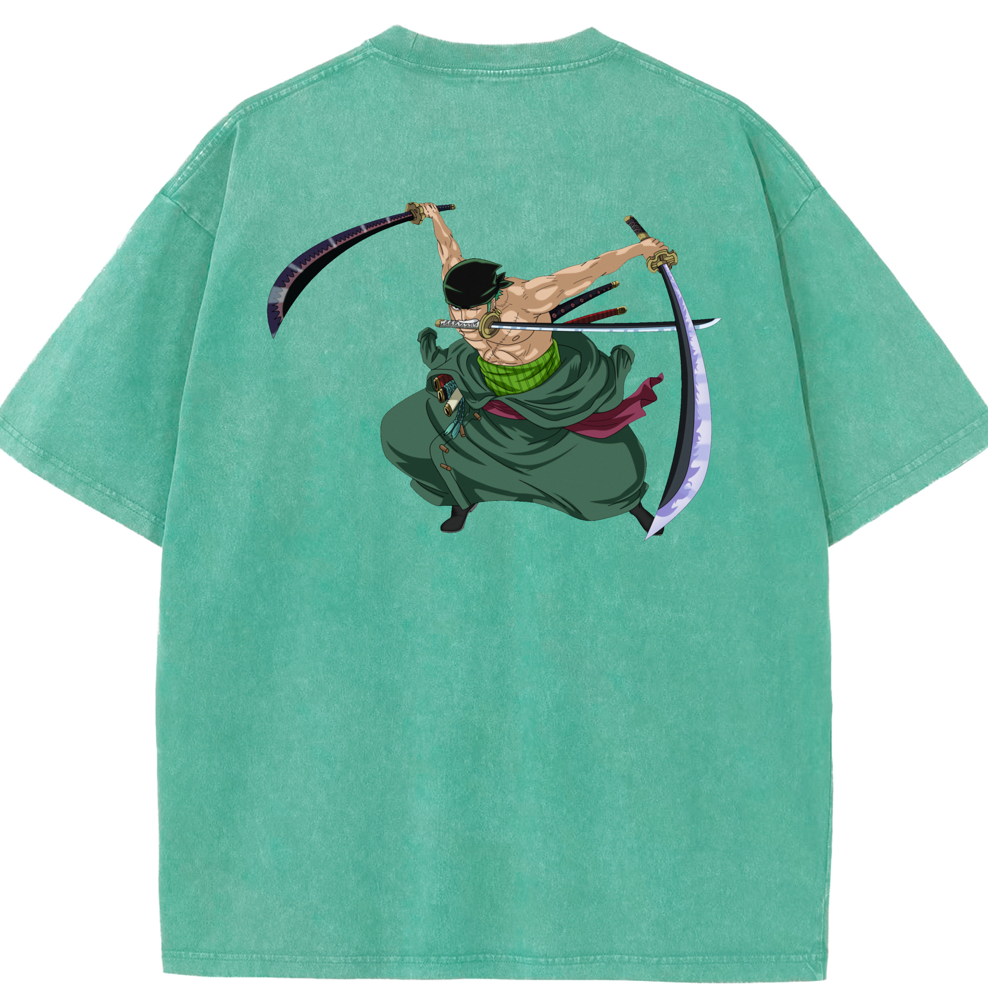 ワンピース ロロノア・ゾロ ONE PIECE Roronoa Zoro 綿100% ヴィンテージ風 半袖Tシャツ（背面プリント）